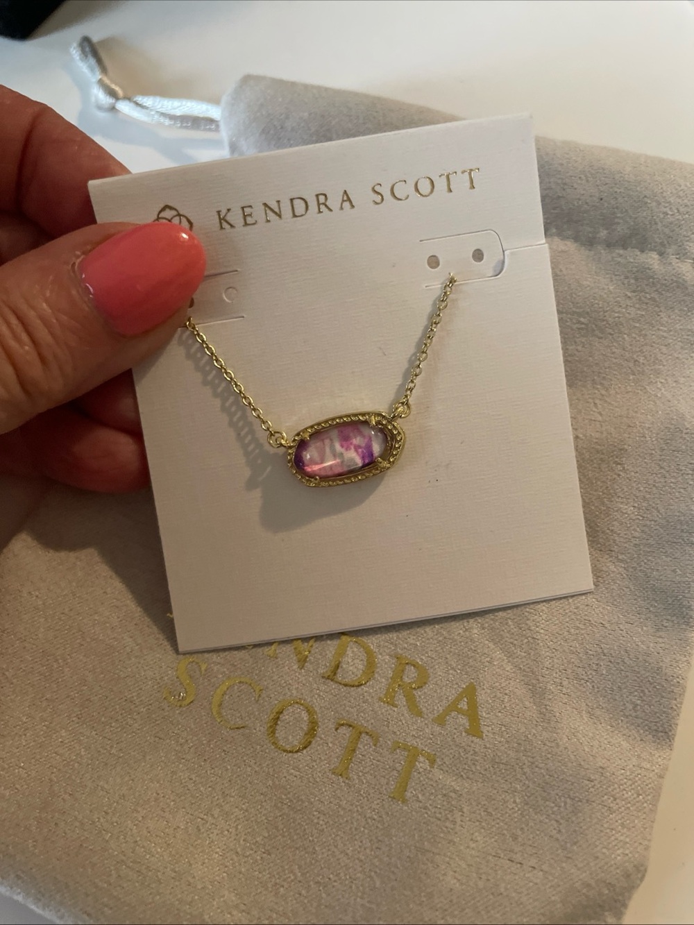 Kendra Scott Pink Pearl Gold Necklace
